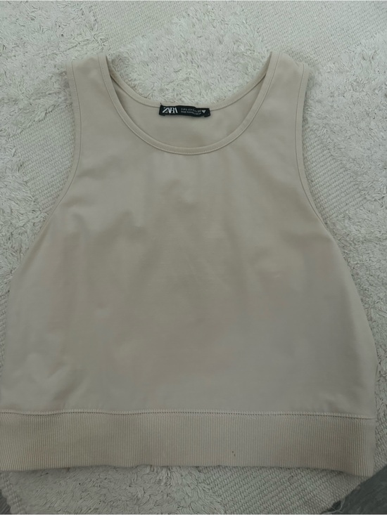 Zara Tops - Zara Nude Beige Ribbed Hem Tank Top